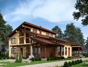 Casa de troncos cuadrados mecanizados