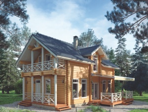 Casa de troncos cuadrados mecanizados