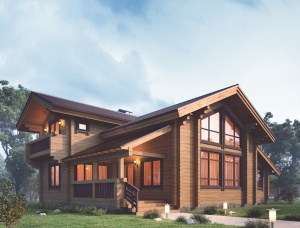 Casa de troncos cuadrados mecanizados